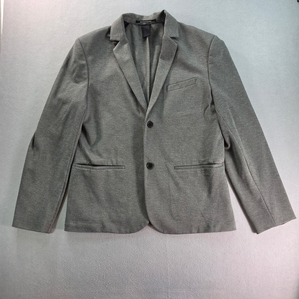 HM Mens Slim Fit Gray Jersey Knit Blazer Jacket Size 42R 2-Button Sport Coat